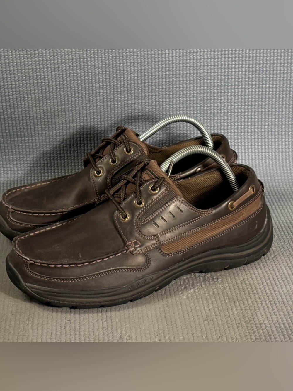 SKECHERS Men's Relaxed Fit Moc Toe Boat Shoes Brown Size 9